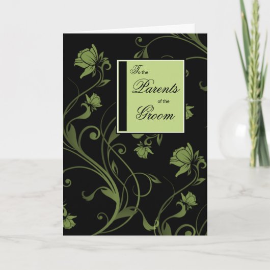 Carte Félicitations aux parents de Groom, Noir et Vert (Devant)