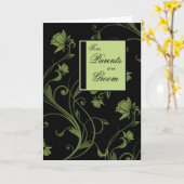 Carte Félicitations aux parents du marié, Noir et Vert (Fleur jaune)