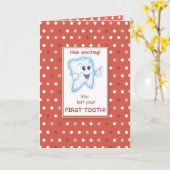 Carte Félicitations aux Pois de la première dent rouge (Fleur jaune)