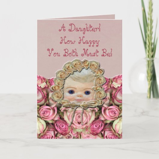 Carte Félicitations aux Roses de la fille de bébé précie (Devant)