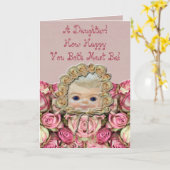 Carte Félicitations aux Roses de la fille de bébé précie (Fleur jaune)