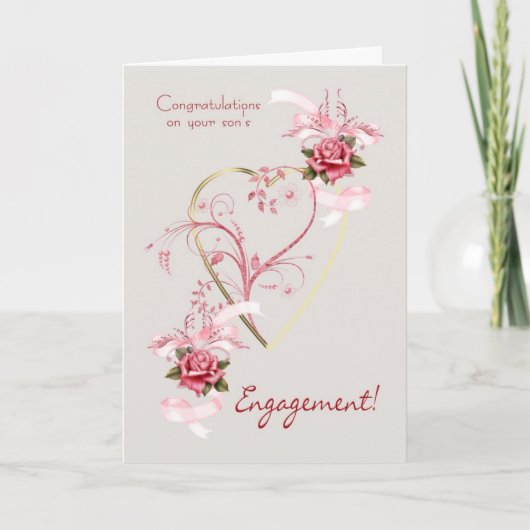 Carte Félicitations aux Roses fiançailles et (Devant)