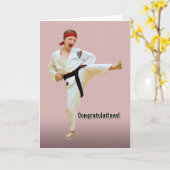 Carte Félicitations, avancement de ceinture de karaté, (Fleur jaune)