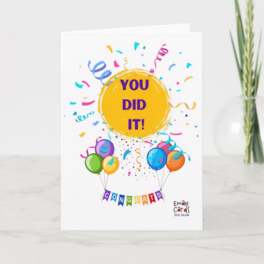 Carte Félicitations avec Confettis et Ballons (Devant)
