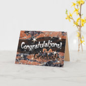 Carte Félicitations B.A. Diplômé Orange et Noir (Fleur jaune)