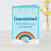 Carte Félicitations Baby Boy rainbow card (Fleur jaune)