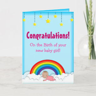 Carte Félicitations Baby Girl rainbow card
