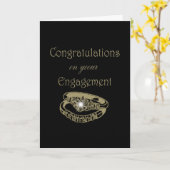 Carte Félicitations Bagues Fiançailles Or (Fleur jaune)