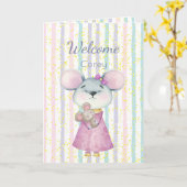 Carte Félicitations Bébé Amusant Mouris Souris Animal Pe (Fleur jaune)