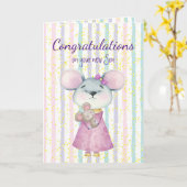 Carte Félicitations Bébé Amusant Mouris Souris Animal So (Fleur jaune)