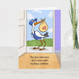 Carte Félicitations bébé avec cigogne