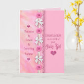 Carte Félicitations Bébé Bébé Boutons et vaches C (Fleur jaune)