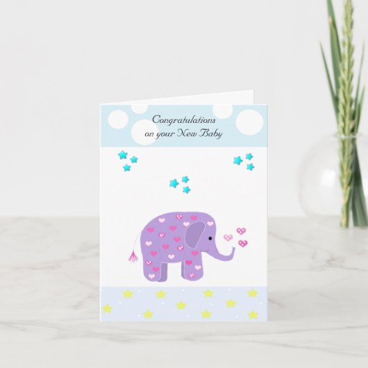 Carte Félicitations bébé éléphant (Devant)