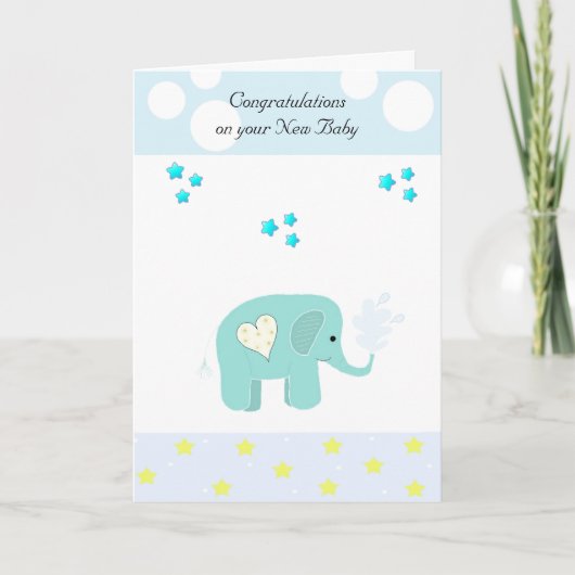 Carte Félicitations bébé éléphant (Devant)