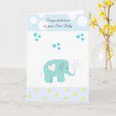 Carte Félicitations bébé éléphant (Fleur jaune)