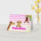 Carte Félicitations, Bébé Fille - Customisé (Fleur jaune)