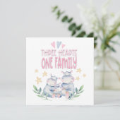 Carte Félicitations Bébé Fille Cute Hippopotames Trois C (Debout devant)