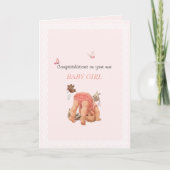 Carte Félicitations Bébé Fille Pink Panties Papillons (Devant)