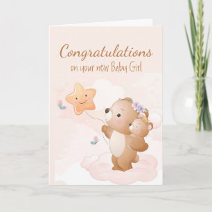 Carte Félicitations Bébé Fun Fun Cute Ours Animaux Paren