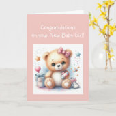 Carte Félicitations Bébé Fun Fun Teddy Bear (Fleur jaune)