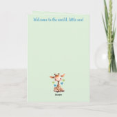 Carte Félicitations bébé garçon mignon girafe bleu (Dos)