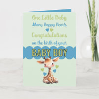 Félicitations bébé garçon mignon girafe bleu