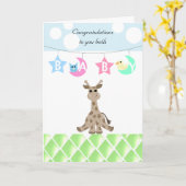 Carte Félicitations bébé girafe (Fleur jaune)