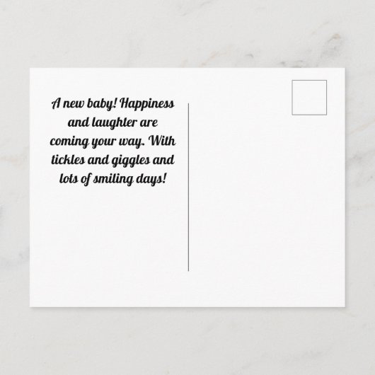 Carte Félicitations Bébé, Unisex, Nouveau Arrivée, (Dos)