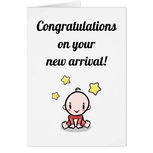 Carte Félicitations Bébé, Unisex, Nouveau Arrivée (Devant)
