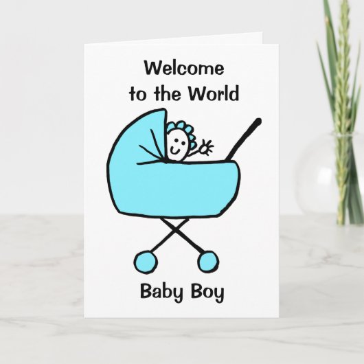 Carte Félicitations Birth Baby Boy Blue (Devant)