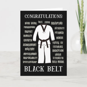 Carte Félicitations Black Belt Taekwondo Karate Judo
