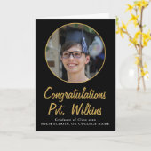 Carte Félicitations Black Graduate Photo Graduation (Fleur jaune)