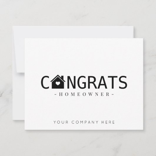 Carte Félicitations Black Nouveau Propriétaire Immobilie (Devant)