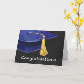 Carte Félicitations bleu et noir (Fleur jaune)