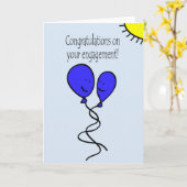 Carte Félicitations bleues de fiançailles de ballon (Fleur jaune)