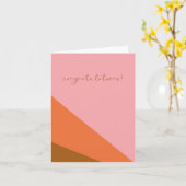 Carte Félicitations Bloc Géométrique de Couleurs Rose Or (Fleur jaune)