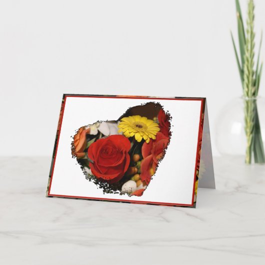 Carte Félicitations Bouquet Grunge Flower Heart (Devant)