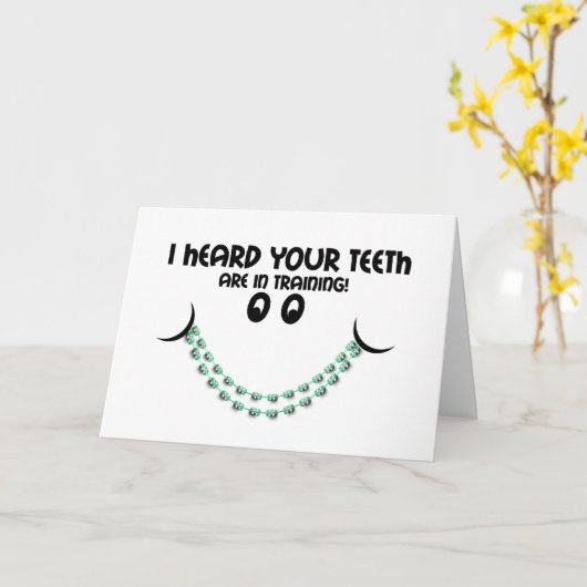 Carte Félicitations Braces Dents en formation Sourire (Fleur jaune)