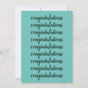 Carte Félicitations Brush Script Light Turquoise Blank
