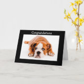 Carte Félicitations Bulldog Greeting Card (Fleur jaune)
