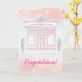Carte Félicitations Business Grand Ouverture Rose (Fleur jaune)
