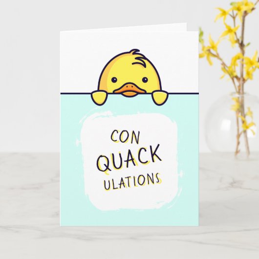 Carte Félicitations Canard Pun (Fleur jaune)