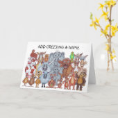 Carte Félicitations Caricature Animals Card (Fleur jaune)