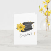 Carte Félicitations casquette avec fleur jaune (Fleur jaune)