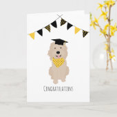 Carte Félicitations Casquette de graduation Doodle Dog (Fleur jaune)
