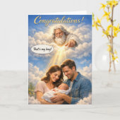 Carte Félicitations, c'est mon garçon. Premier bébé né (Fleur jaune)