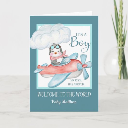 Carte Félicitations C'est un garçon Nom personnalisé (Devant)