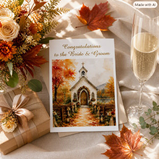 Carte Félicitations Chapelle de mariage d'automne