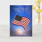 Carte Félicitations, CITOYENNETÉ AMÉRICAINE, Drapeau amé (Fleur jaune)