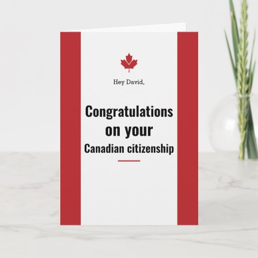 Carte Félicitations Citoyenneté canadienne Canada Drapea (Devant)